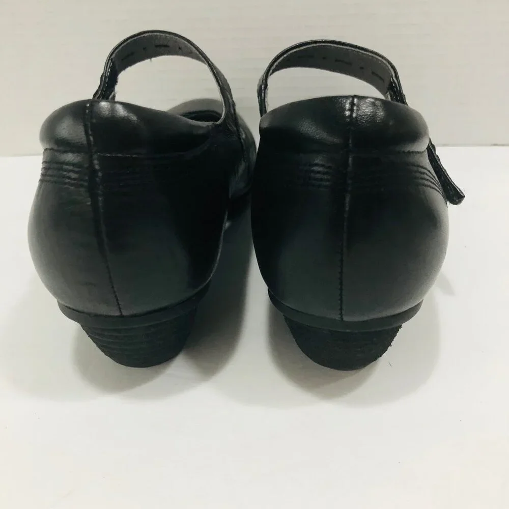 Abeo Black Mary Jane Shoes Women 8N Leather Whimsigoth Minimalist Goth‎ Witchy